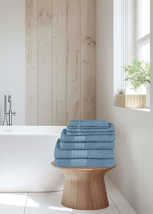Handdoeken Pakket 8 Stuks Uni Blauw – Katoen Badstof