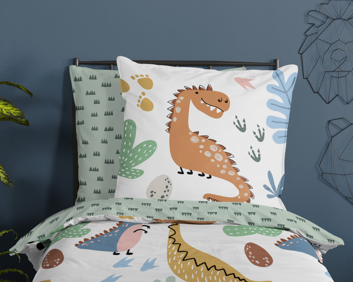 Kinderdekbedovertrek Good Morning Dino - Ledikant/ baby 100x135 cm