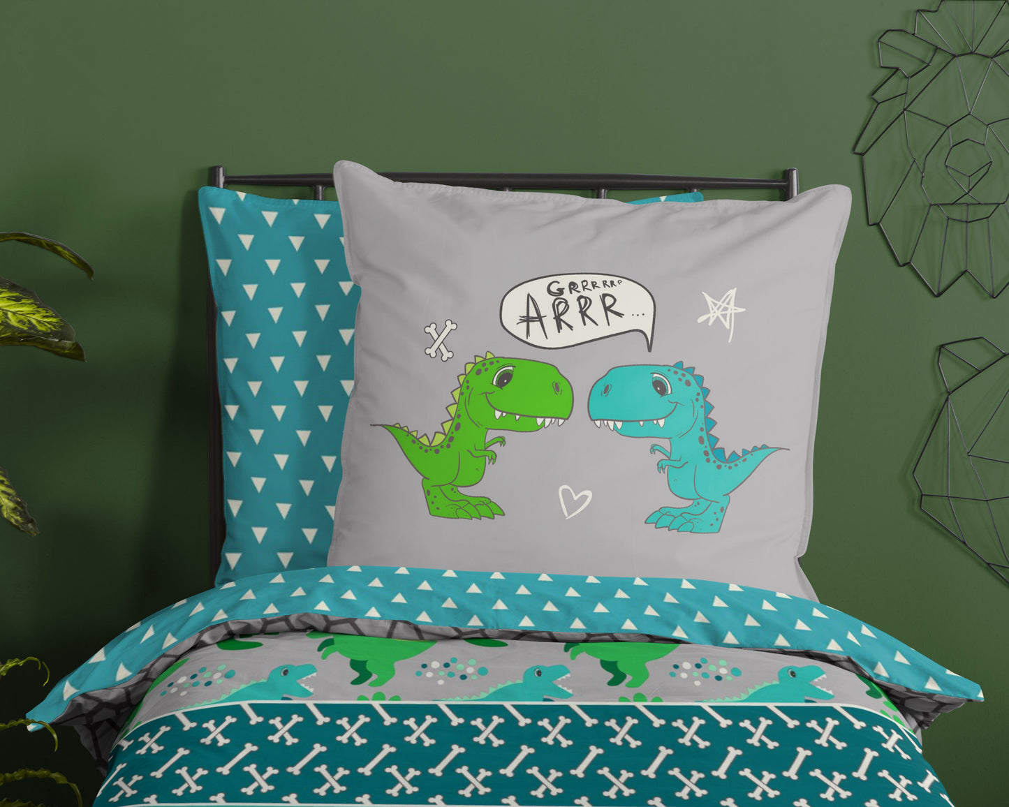 Kinderdekbedovertrek Good Morning Dinosaur - Duitsland 135x200 + 1* 80x80 cm