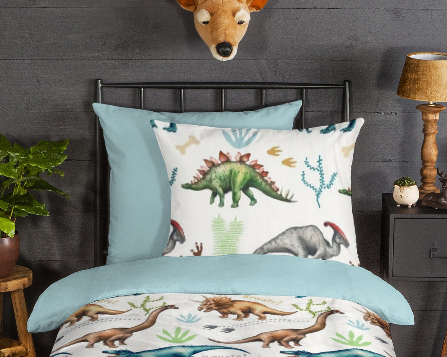 Kinderdekbedovertrek Good Morning Flanel Dino - Duitsland 135x200 + 1* 80x80 cm