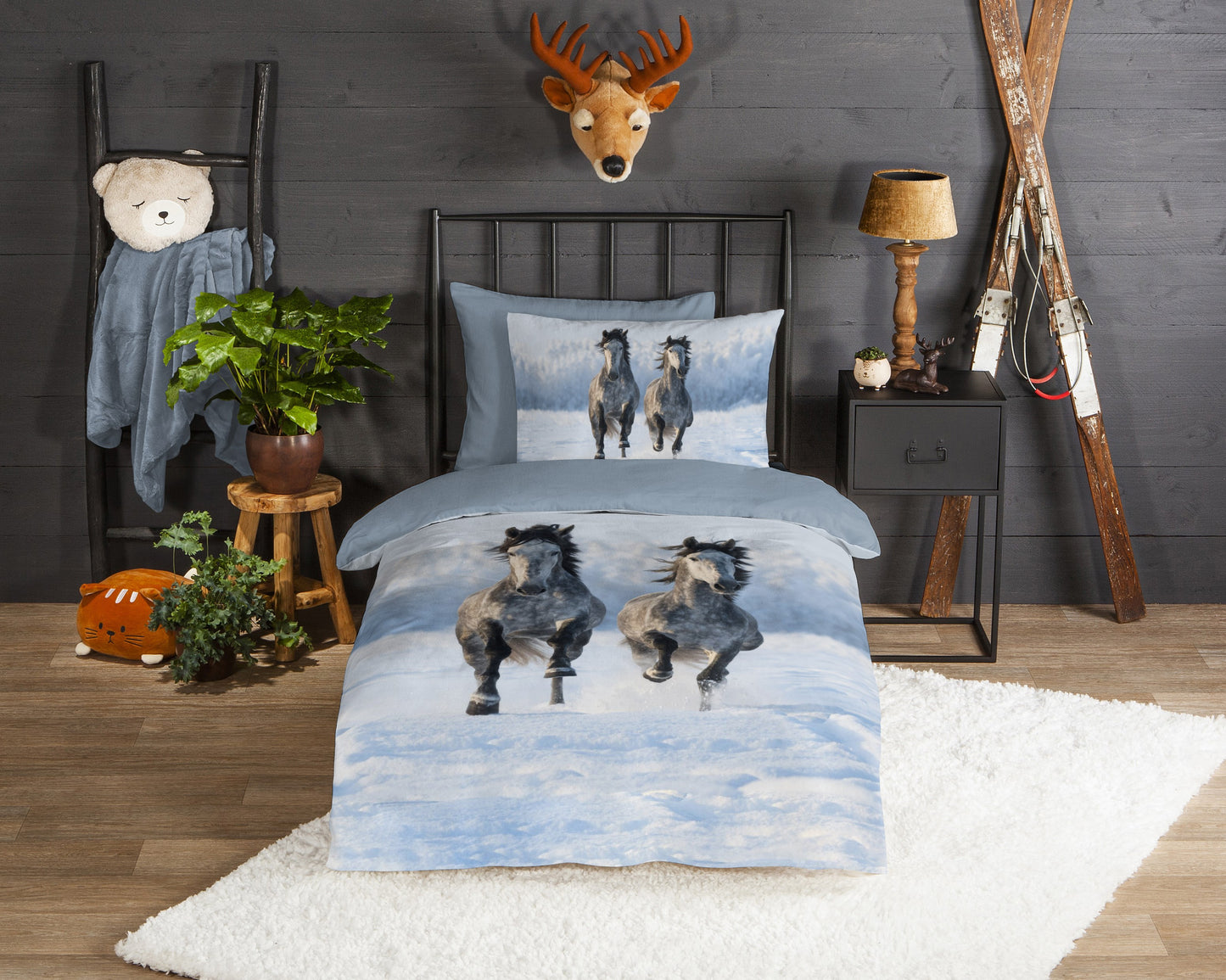 Kinderdekbedovertrek Good Morning Flanel Snowhorses