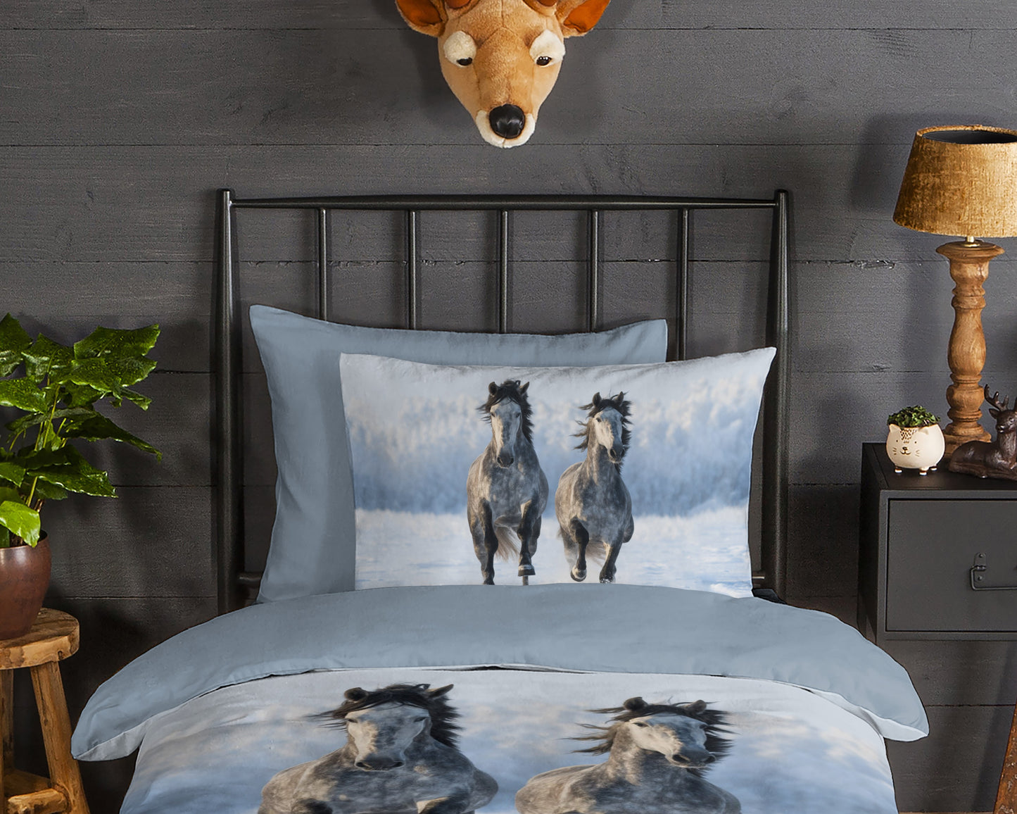Kinderdekbedovertrek Good Morning Flanel Snowhorses