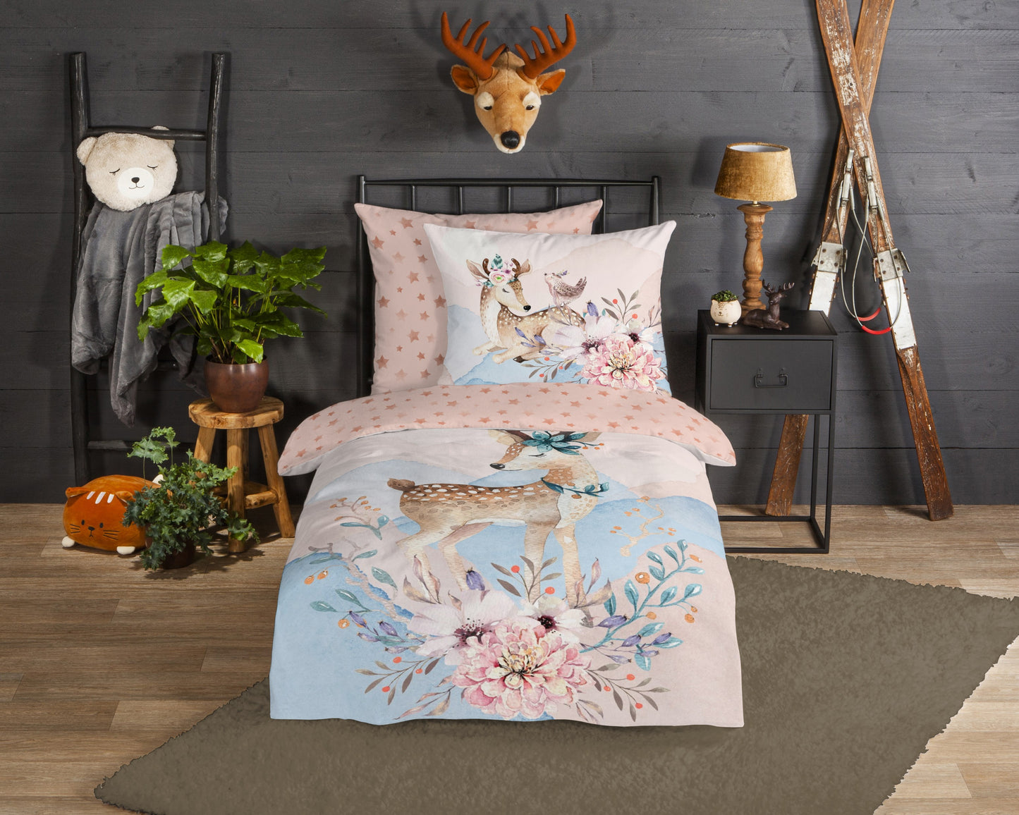 Kinderdekbedovertrek Good Morning Flanel Josy - Duitsland 135x200 + 1* 80x80 cm