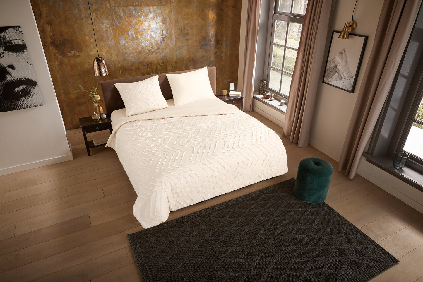 Dekbedovertrek Pure microvezel Zigzag - 1 persoons 140Ã—200/220 cm