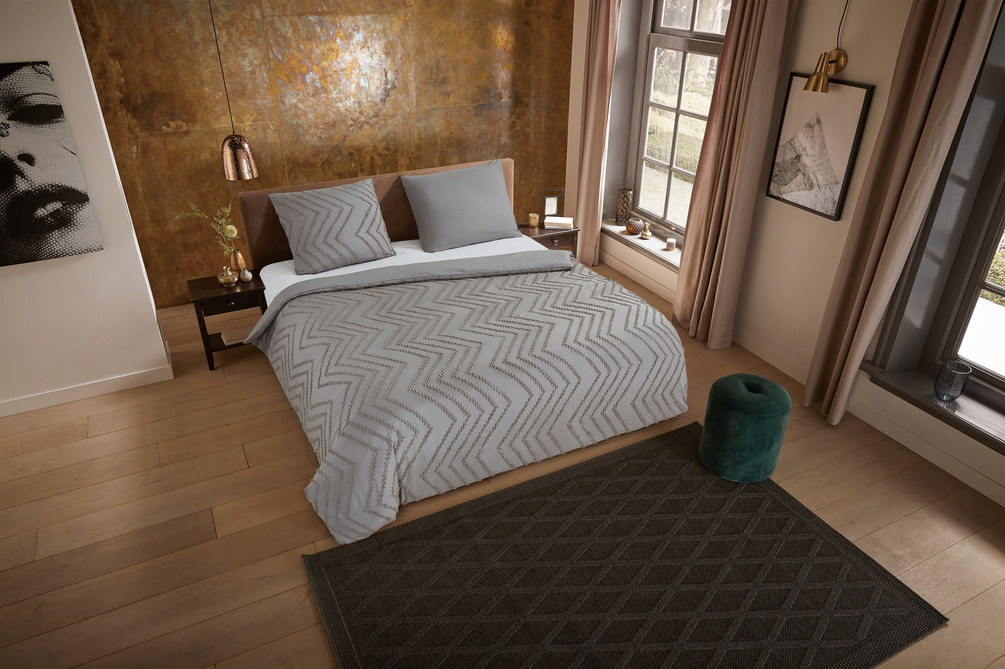 Dekbedovertrek Pure microvezel Zigzag - 2 persoons 200x200/220 cm