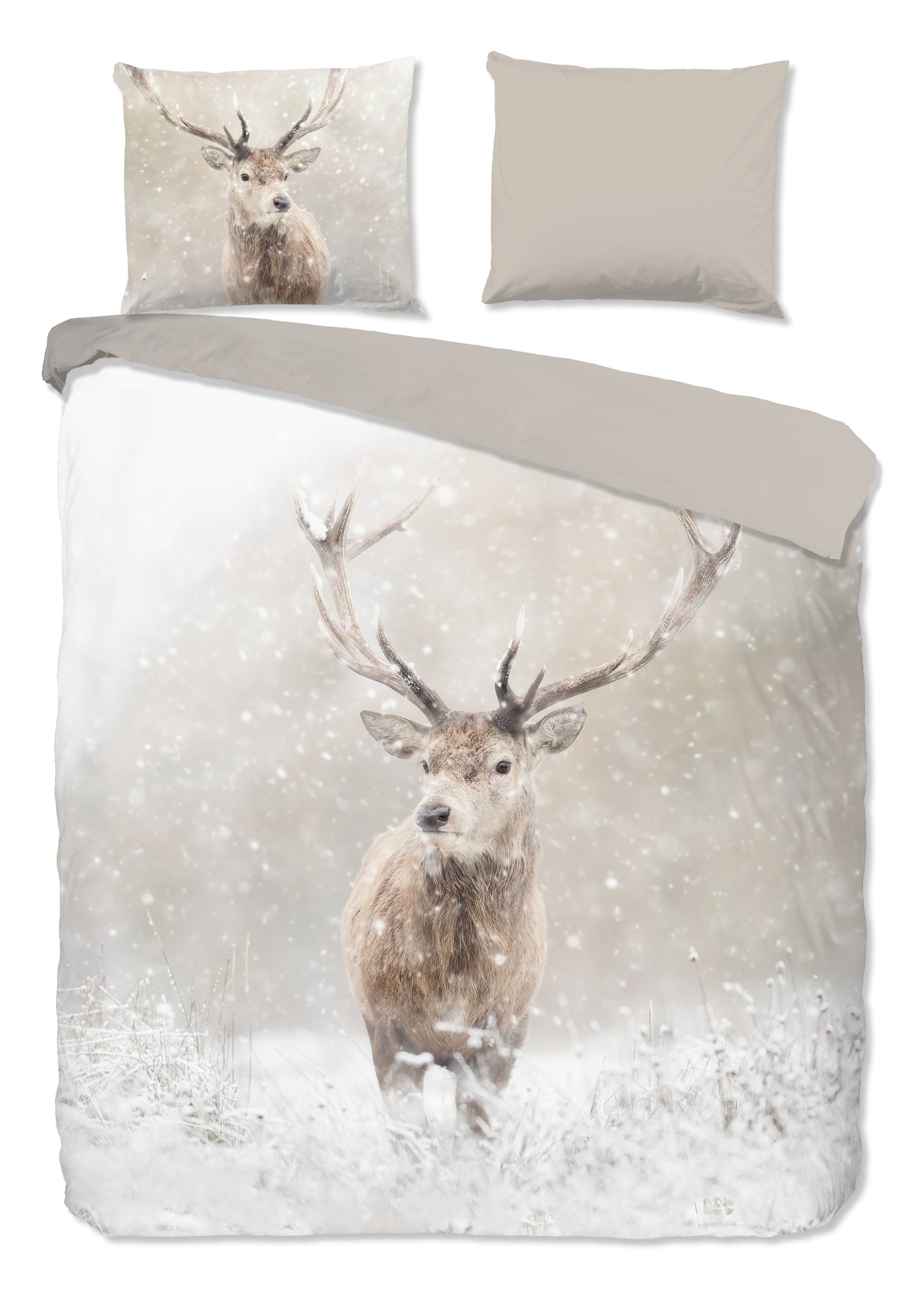 Dekbedovertrek Good Morning Flanel Snowydeer - Lits jumeaux 240x200/220 cm