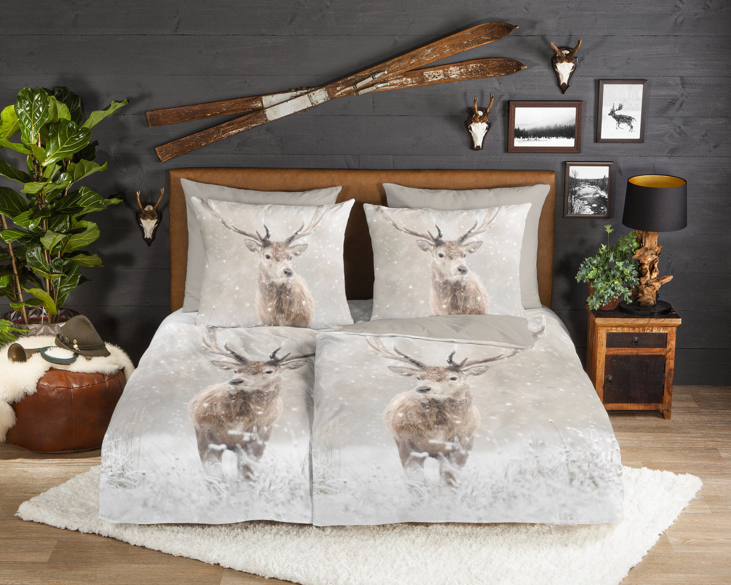 Dekbedovertrek Good Morning Flanel Snowydeer - Duitsland 155x220 + 1* 80x80 cm