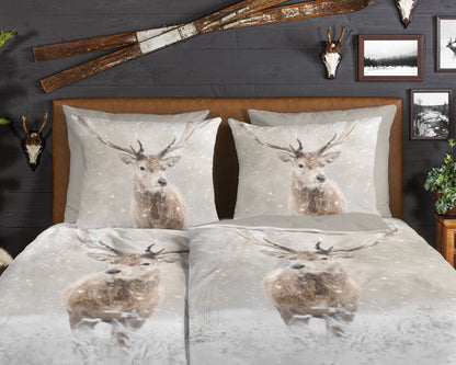 Dekbedovertrek Good Morning Flanel Snowydeer - Duitsland 155x220 + 1* 80x80 cm