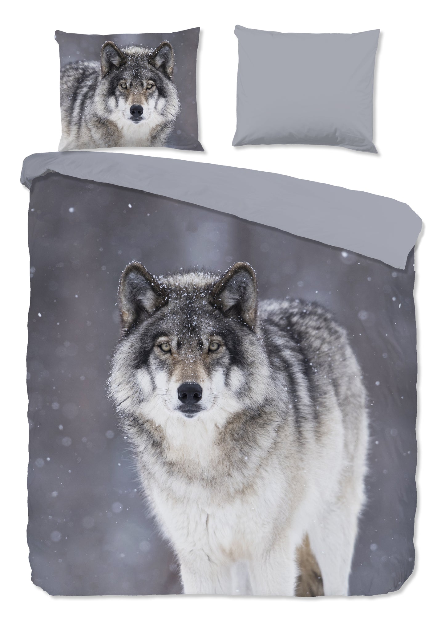 Dekbedovertrek Good Morning Flanel Wolfie - Lits jumeaux 240x200/220 cm