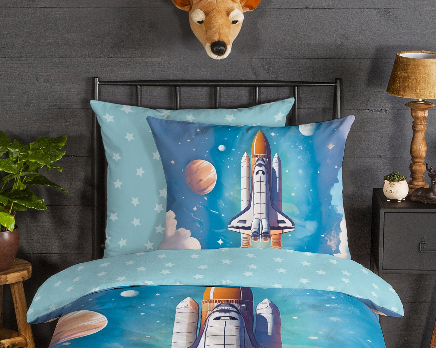 Kinderdekbedovertrek Good Morning Flanel Fred - Duitsland 135x200 + 1* 80x80 cm