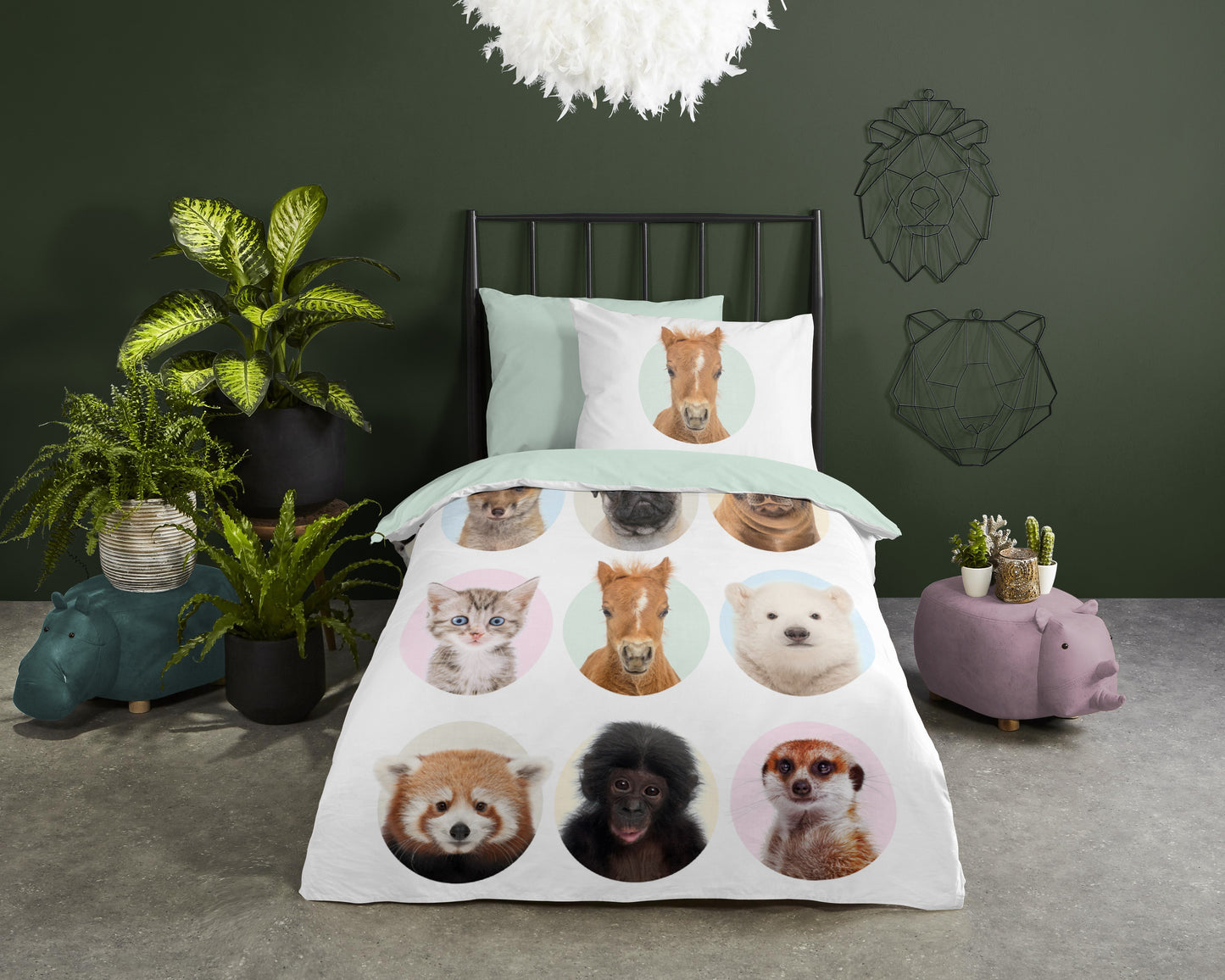 Kinderdekbedovertrek Good Morning Young Animals - 1 persoons 140Ã—200/220 cm