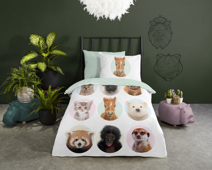 Kinderdekbedovertrek Good Morning Young Animals - 1 persoons 140Ã—200/220 cm