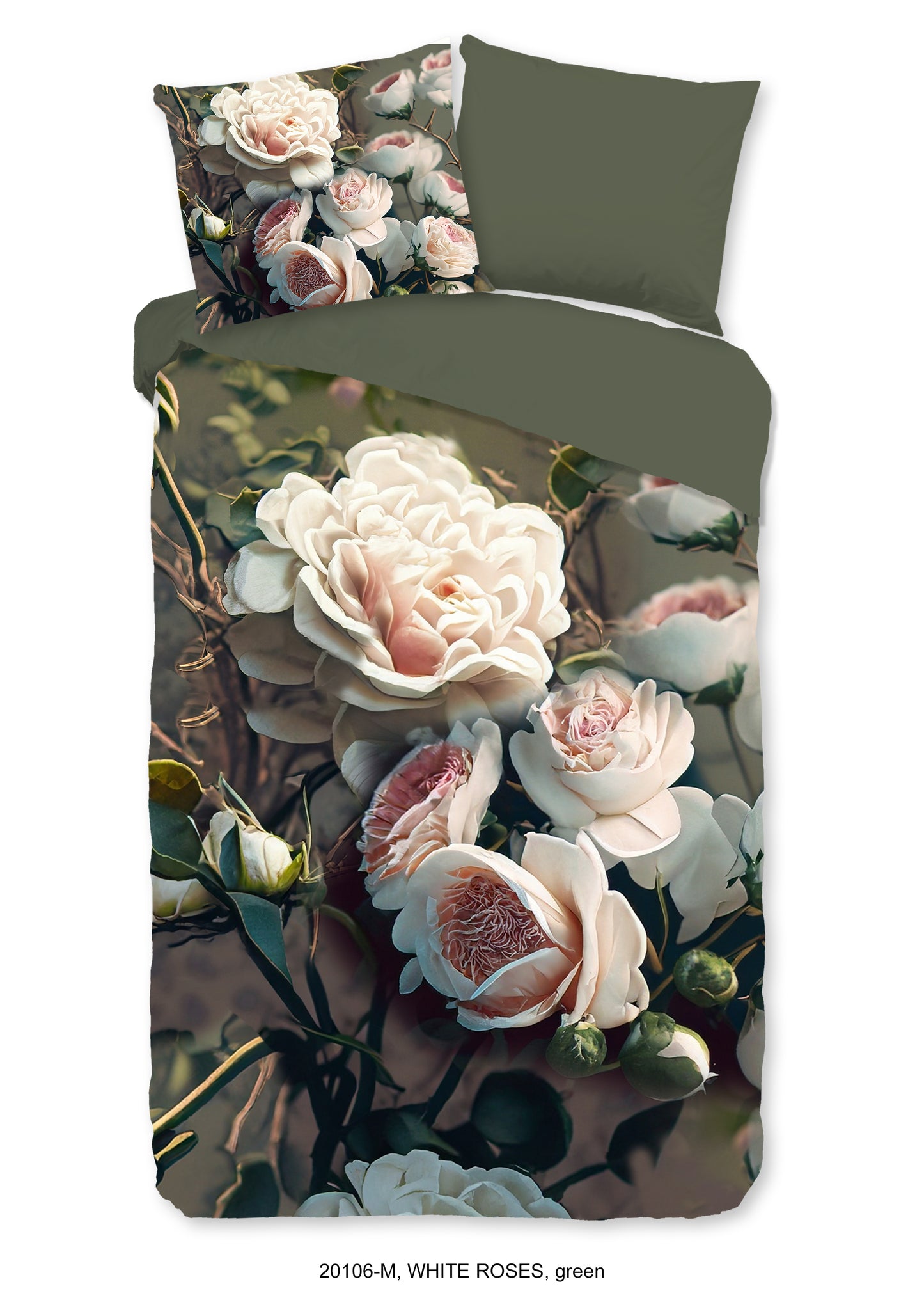 Dekbedovertrek Pure microvezel White Roses - 1 persoons 140Ã—200/220 cm