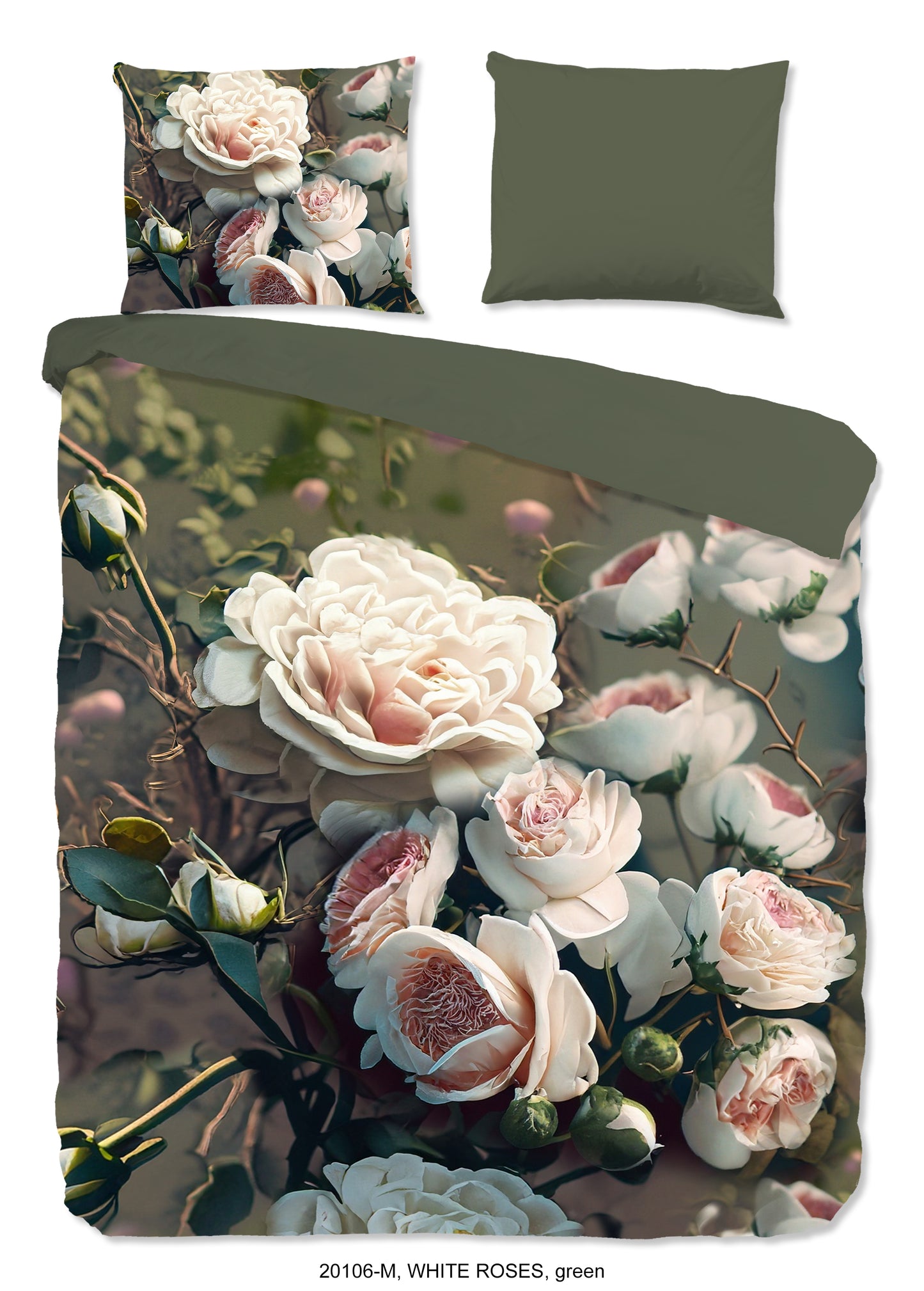 Dekbedovertrek Pure microvezel White Roses - 2 persoons 200x200/220 cm