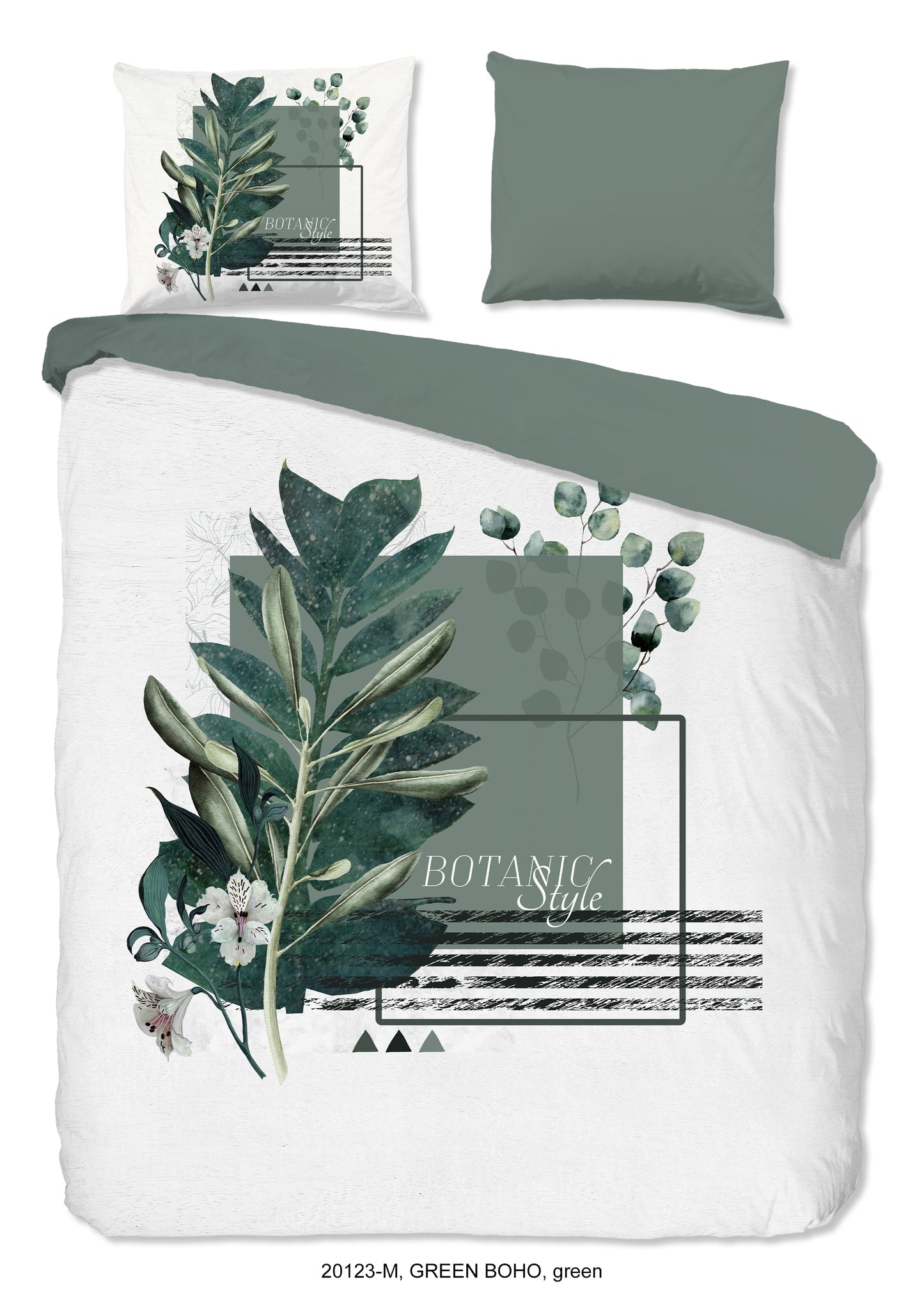 Dekbedovertrek Pure microvezel Green Boho - Lits jumeaux 240x200/220 cm