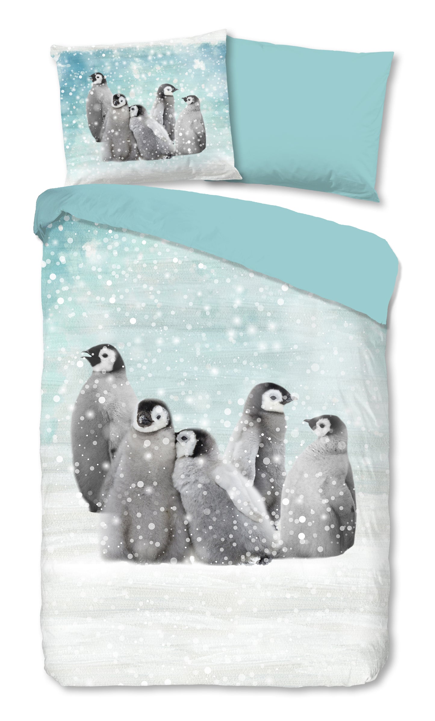 Kinderdekbedovertrek Good Morning Flanel Pengu - 1 persoons 140Ã—200/220 cm