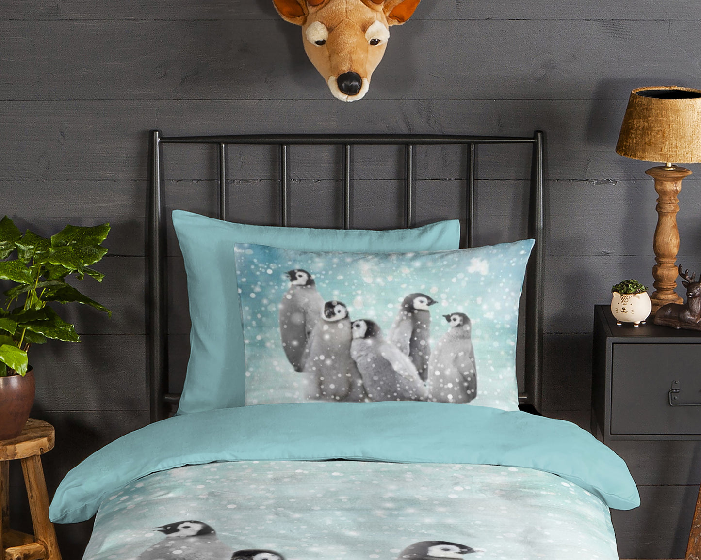 Kinderdekbedovertrek Good Morning Flanel Pengu - 1 persoons 140Ã—200/220 cm