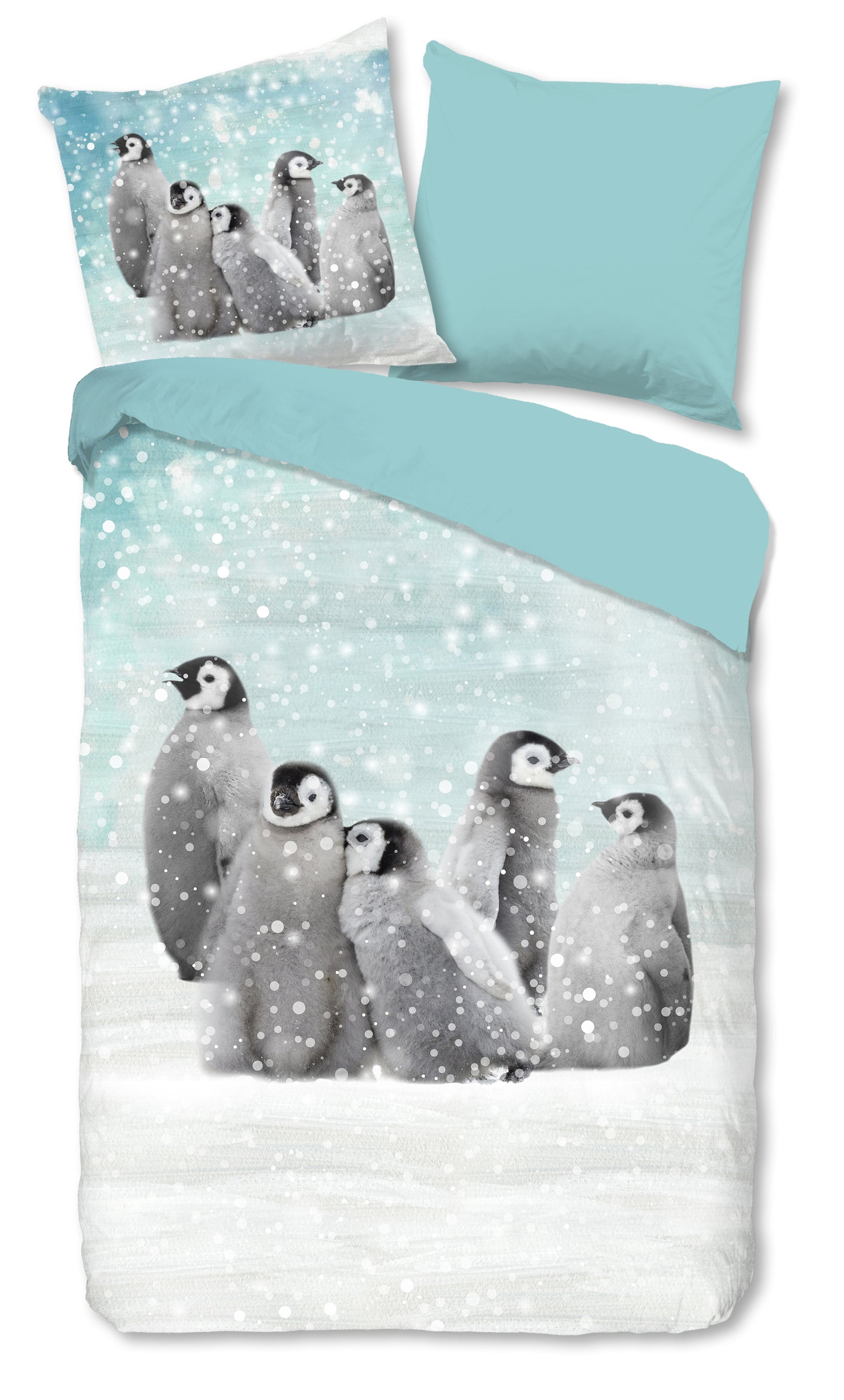 Kinderdekbedovertrek Good Morning Flanel Pengu - Duitsland 135x200 + 1* 80x80 cm