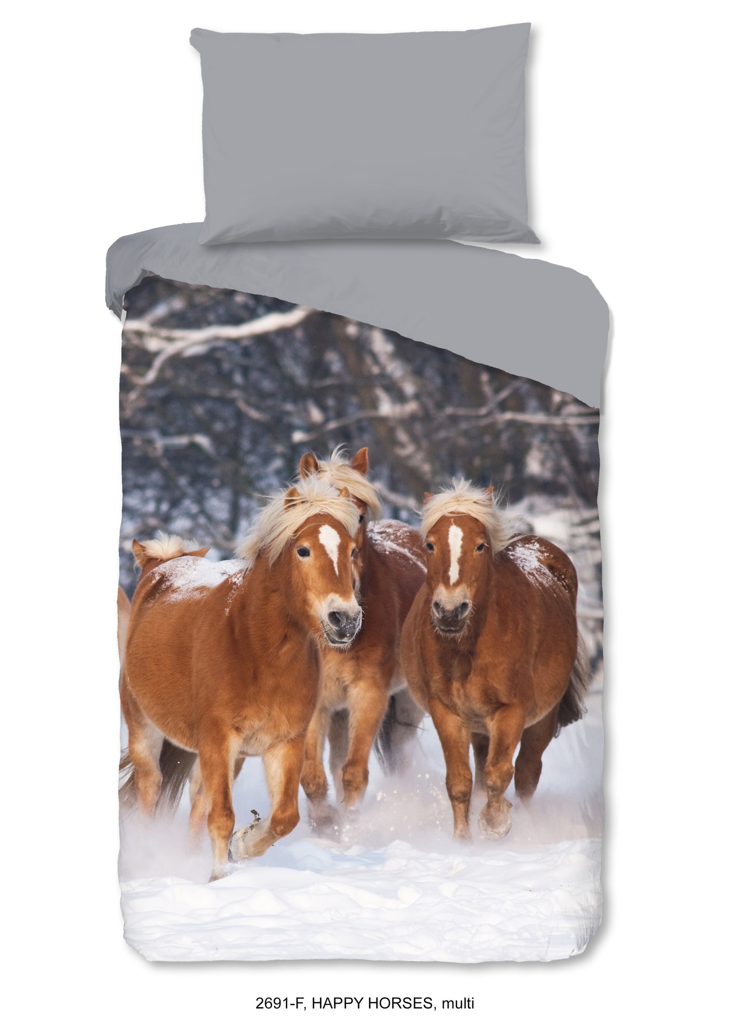 Kinderdekbedovertrek Good Morning Flanel Happy Horses - Oostenrijk 140x200 + 1* 70x90 cm