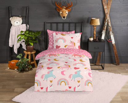 Kinderdekbedovertrek Good Morning Flanel Unicorn - 1 persoons 140Ã—200/220 cm