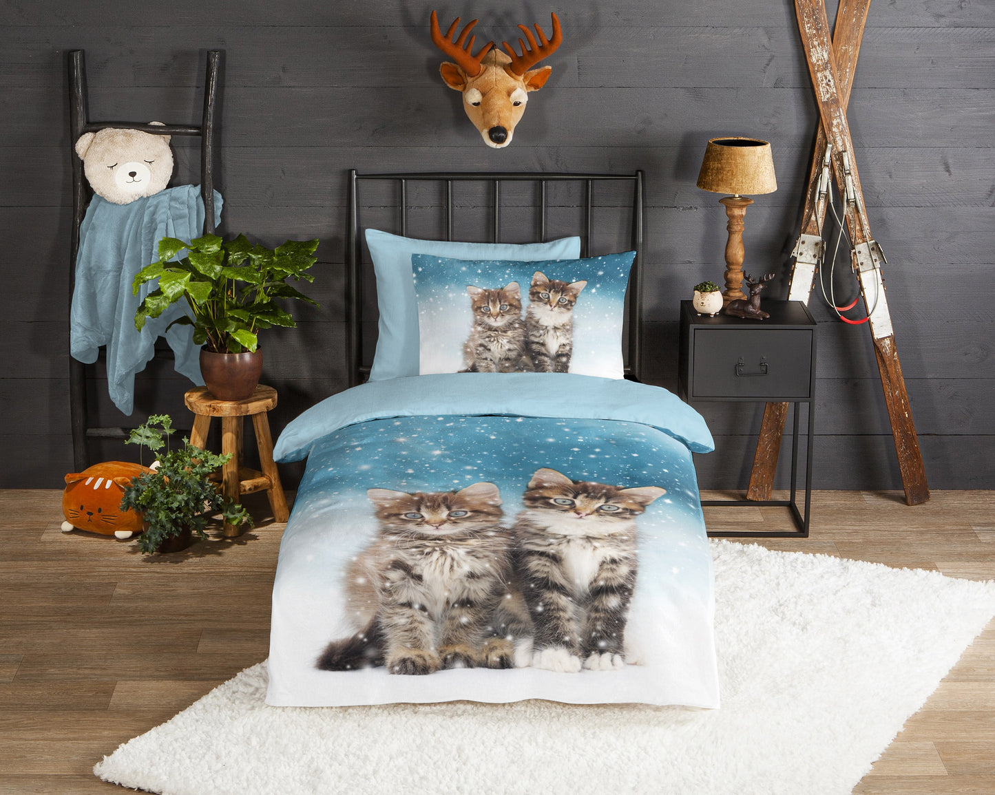 Kinderdekbedovertrek Good Morning Flanel Family - 1 persoons 140Ã—200/220 cm