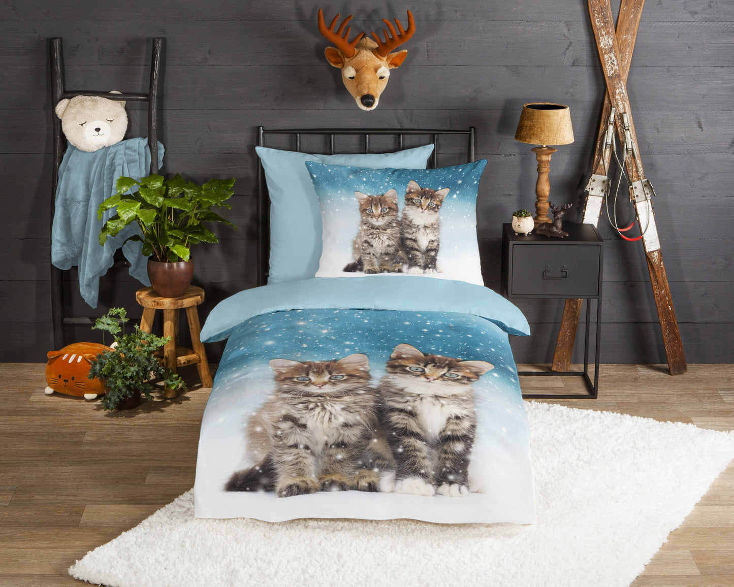 Kinderdekbedovertrek Good Morning Flanel Family - Duitsland 135x200 + 1* 80x80 cm