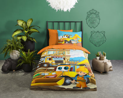 Kinderdekbedovertrek Good Morning Building - 1 persoons 140Ã—200/220 cm
