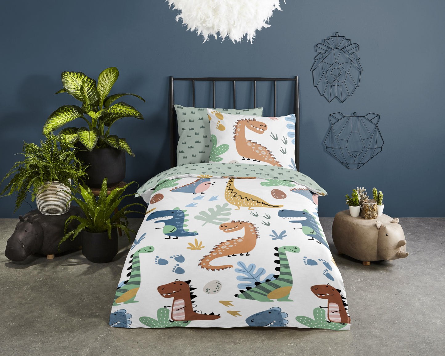 Kinderdekbedovertrek Good Morning Dino - 1 persoons 140Ã—200/220 cm