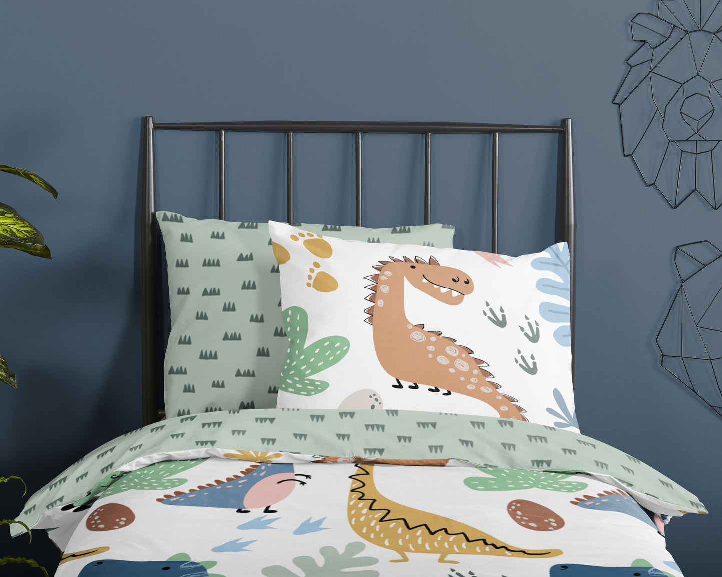 Kinderdekbedovertrek Good Morning Dino - 1 persoons 140Ã—200/220 cm