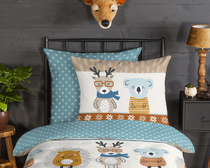 Kinderdekbedovertrek Good Morning Flanel Woodland