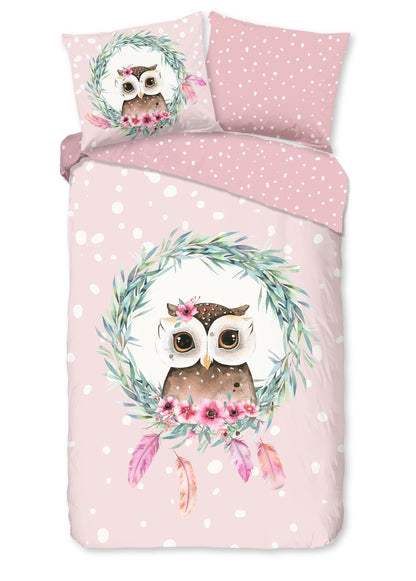 Kinderdekbedovertrek Good Morning Owli - 1 persoons 140Ã—200/220 cm