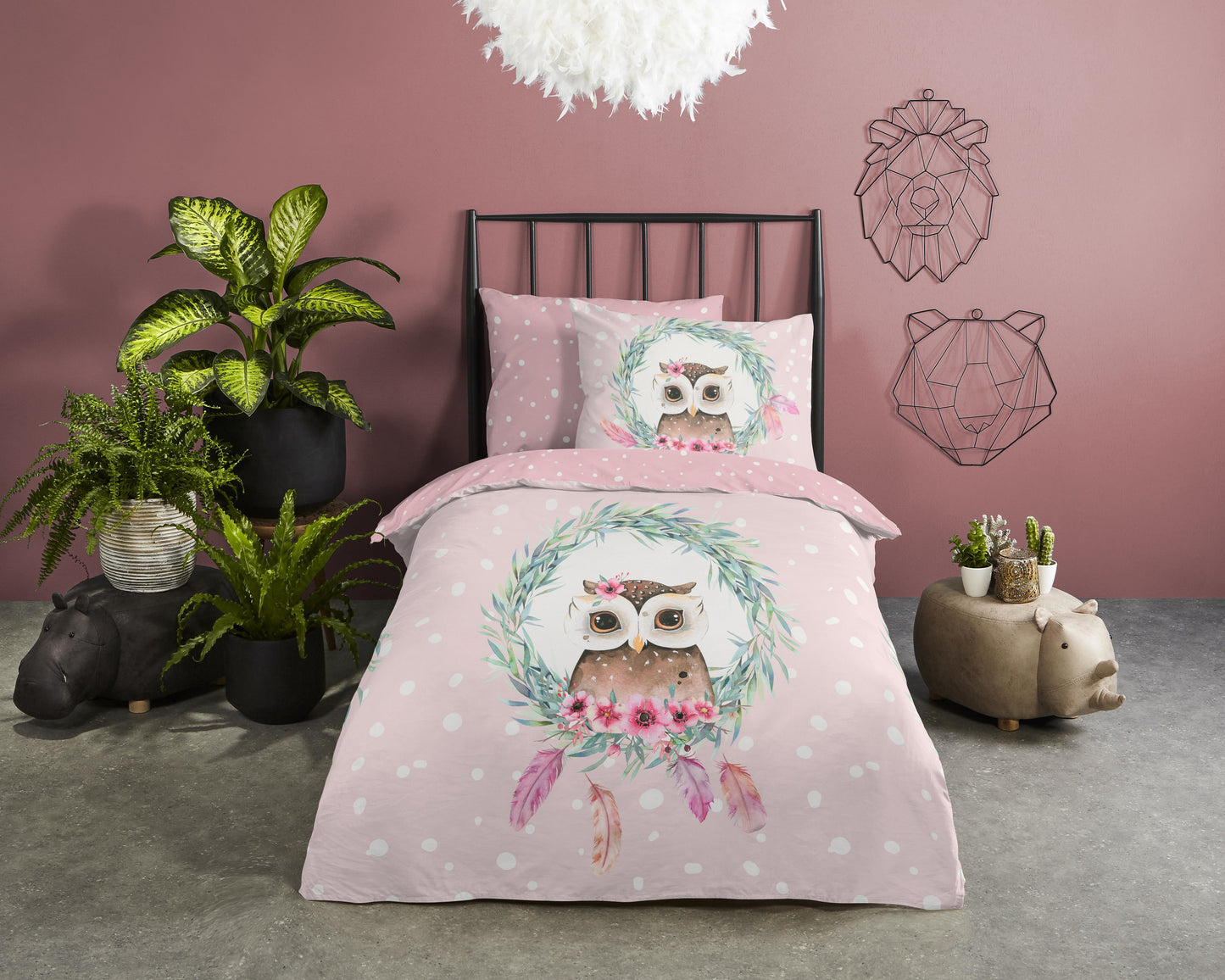 Kinderdekbedovertrek Good Morning Owli - 1 persoons 140Ã—200/220 cm
