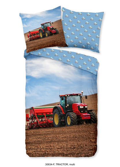 Kinderdekbedovertrek Good Morning Flanel Tractor - Duitsland 135x200 + 1* 80x80 cm