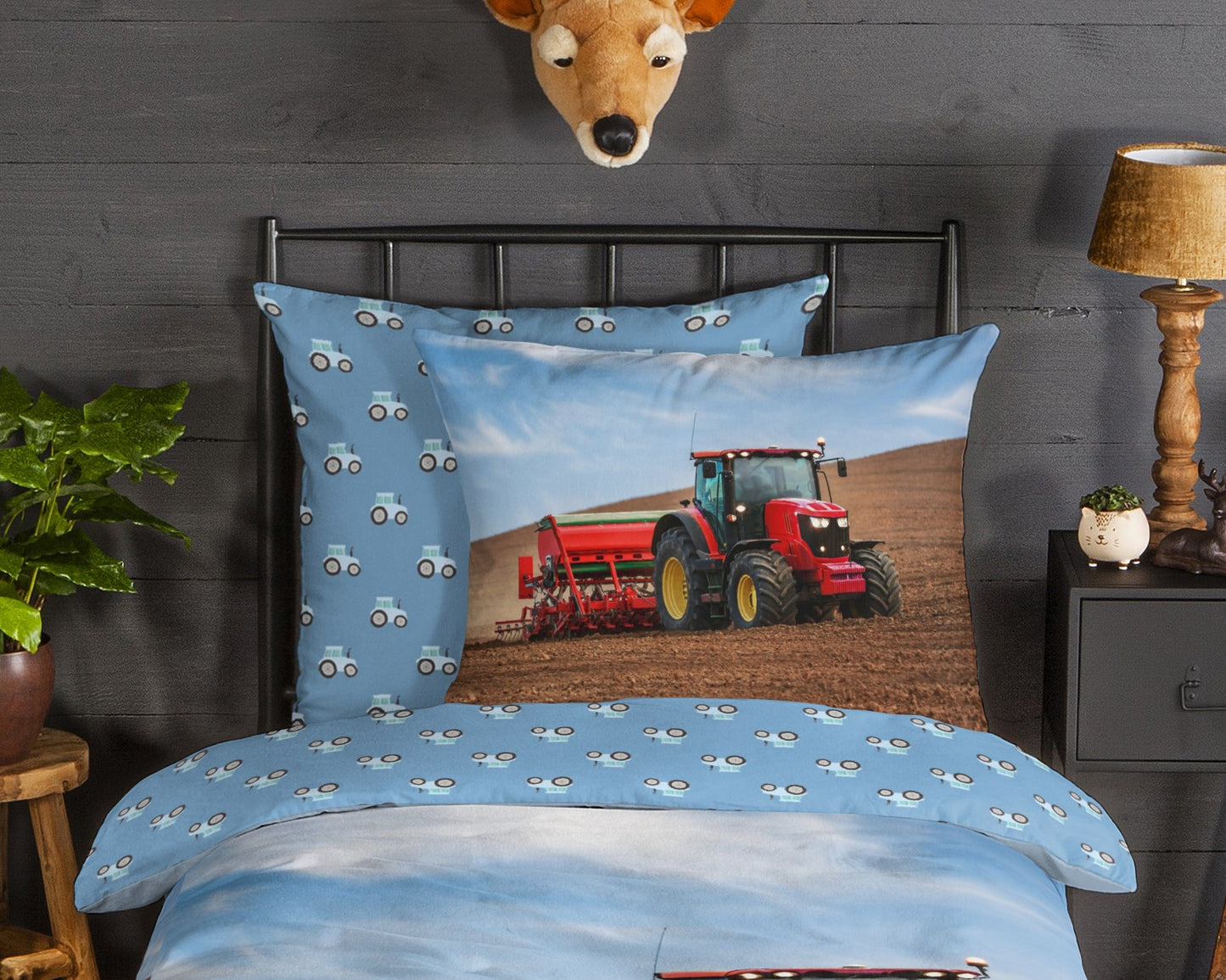 Kinderdekbedovertrek Good Morning Flanel Tractor - Duitsland 135x200 + 1* 80x80 cm