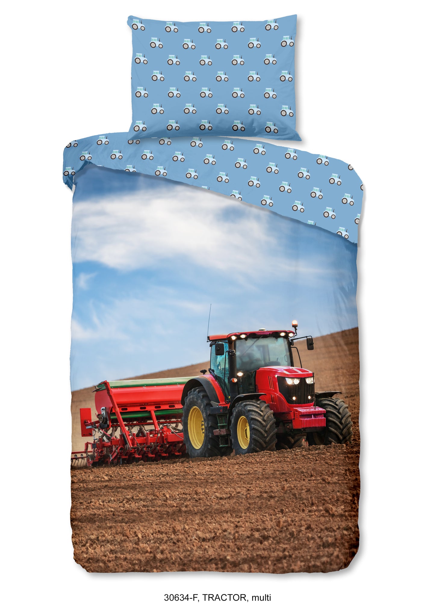 Kinderdekbedovertrek Good Morning Flanel Tractor - Oostenrijk 140x200 + 1* 70x90 cm
