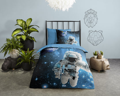 Kinderdekbedovertrek Good Morning Astronaut - 1 persoons 140Ã—200/220 cm