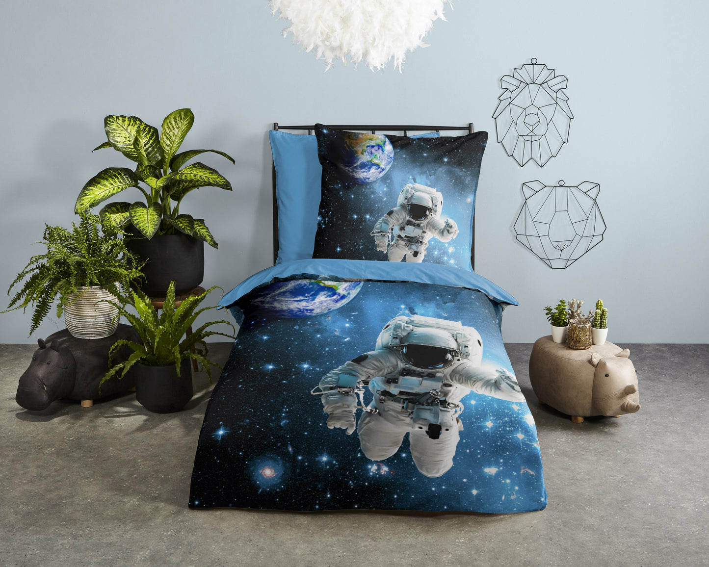 Kinderdekbedovertrek Good Morning Astronaut - Duitsland 135x200 + 1* 80x80 cm