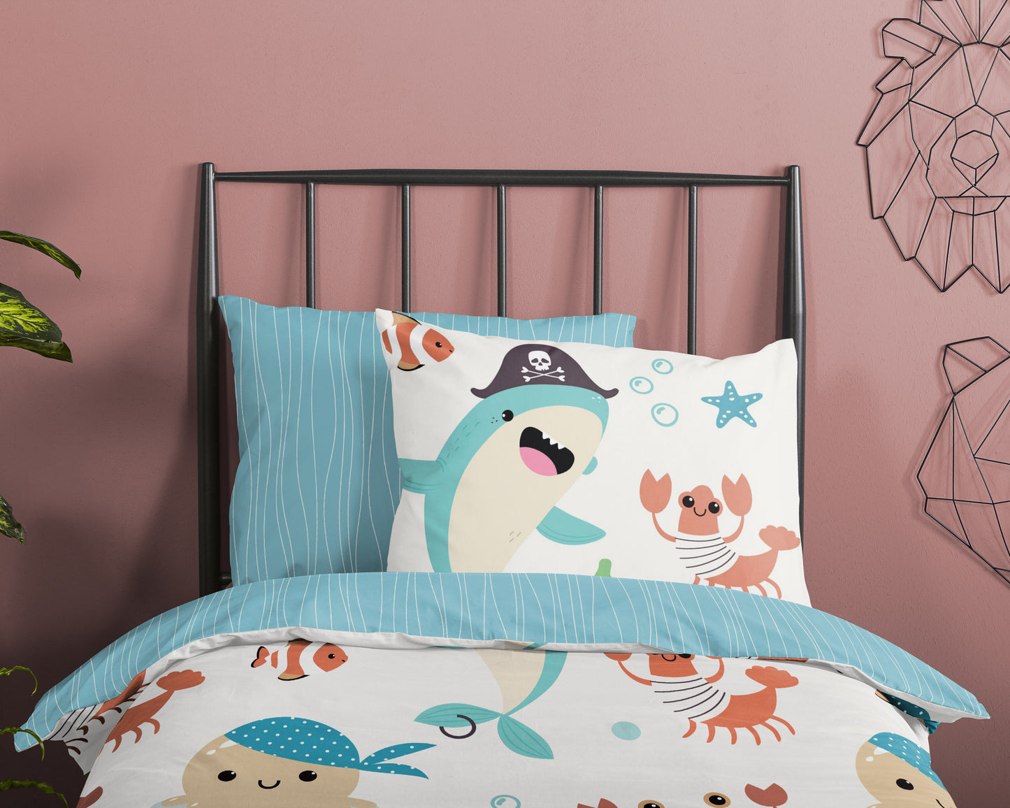 Kinderdekbedovertrek Good Morning Seaworld - 1 persoons 140Ã—200/220 cm