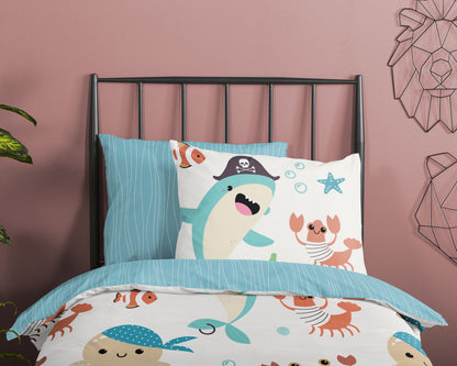 Kinderdekbedovertrek Good Morning Seaworld - 1 persoons 140Ã—200/220 cm
