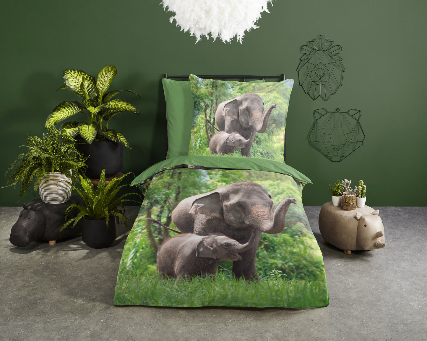 Kinderdekbedovertrek Good Morning Elephants - Duitsland 135x200 + 1* 80x80 cm