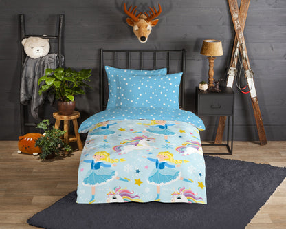 Kinderdekbedovertrek Good Morning Flanel Iceprincess - Oostenrijk 140x200 + 1* 70x90 cm
