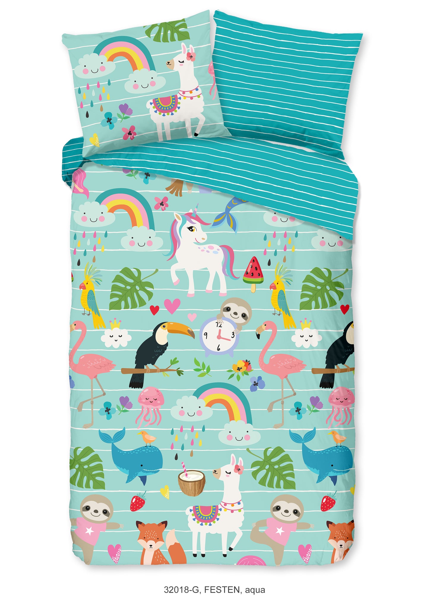 Kinderdekbedovertrek Good Morning Festen - 1 persoons 140Ã—200/220 cm