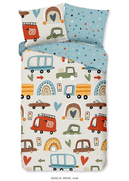 Kinderdekbedovertrek Good Morning Move - 1 persoons 140Ã—200/220 cm