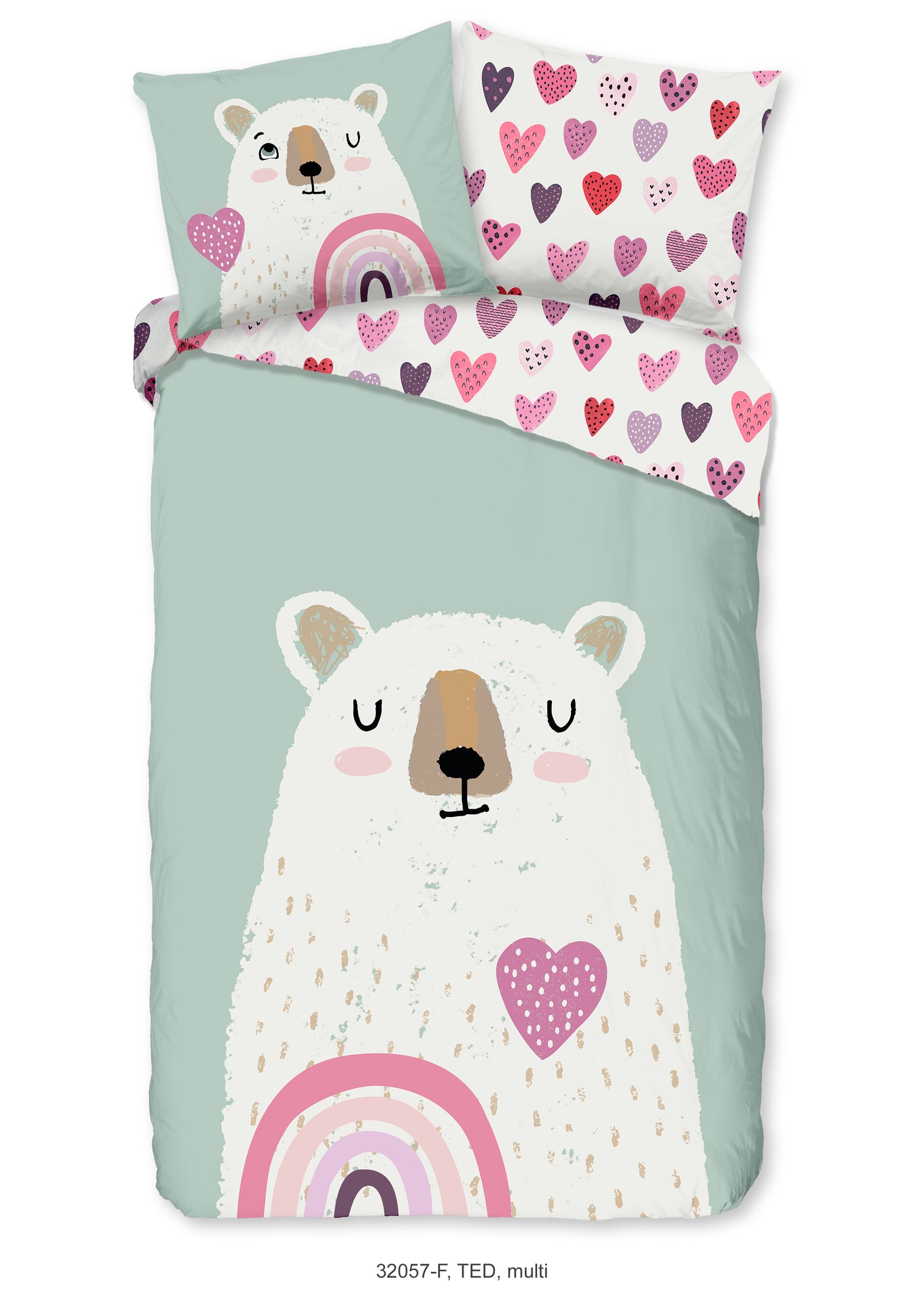 Kinderdekbedovertrek Good Morning Flanel Ted - 1 persoons 140Ã—200/220 cm