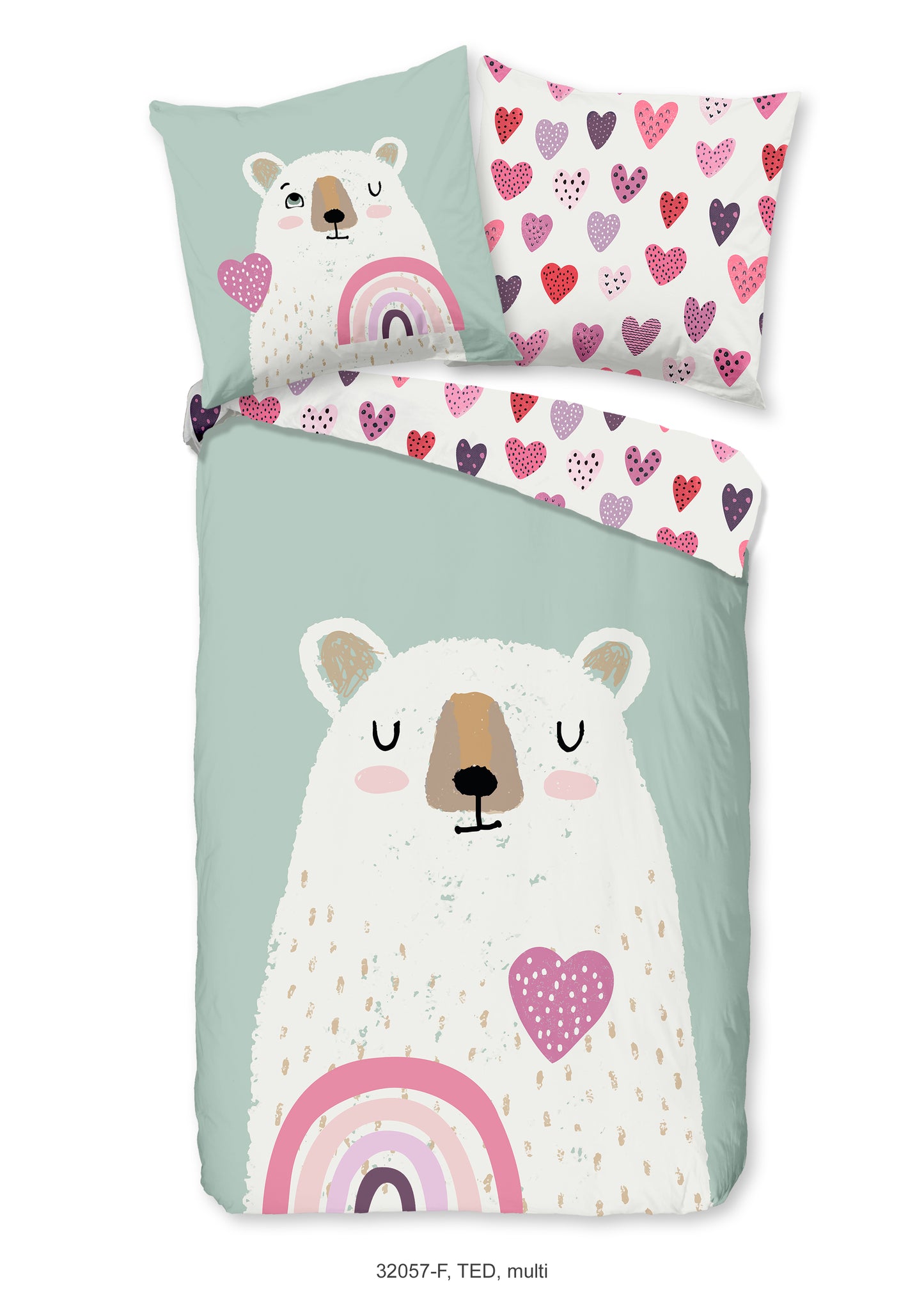 Kinderdekbedovertrek Good Morning Flanel Ted - Duitsland 135x200 + 1* 80x80 cm