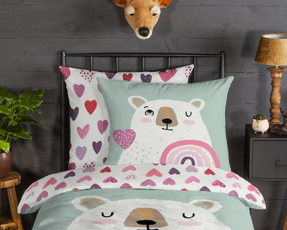 Kinderdekbedovertrek Good Morning Flanel Ted - Duitsland 135x200 + 1* 80x80 cm