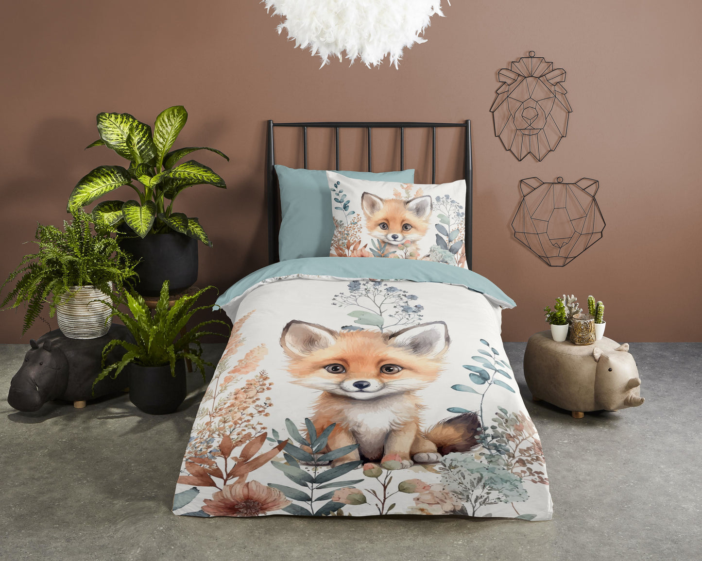 Kinderdekbedovertrek Good Morning Foxx - 1 persoons 140Ã—200/220 cm