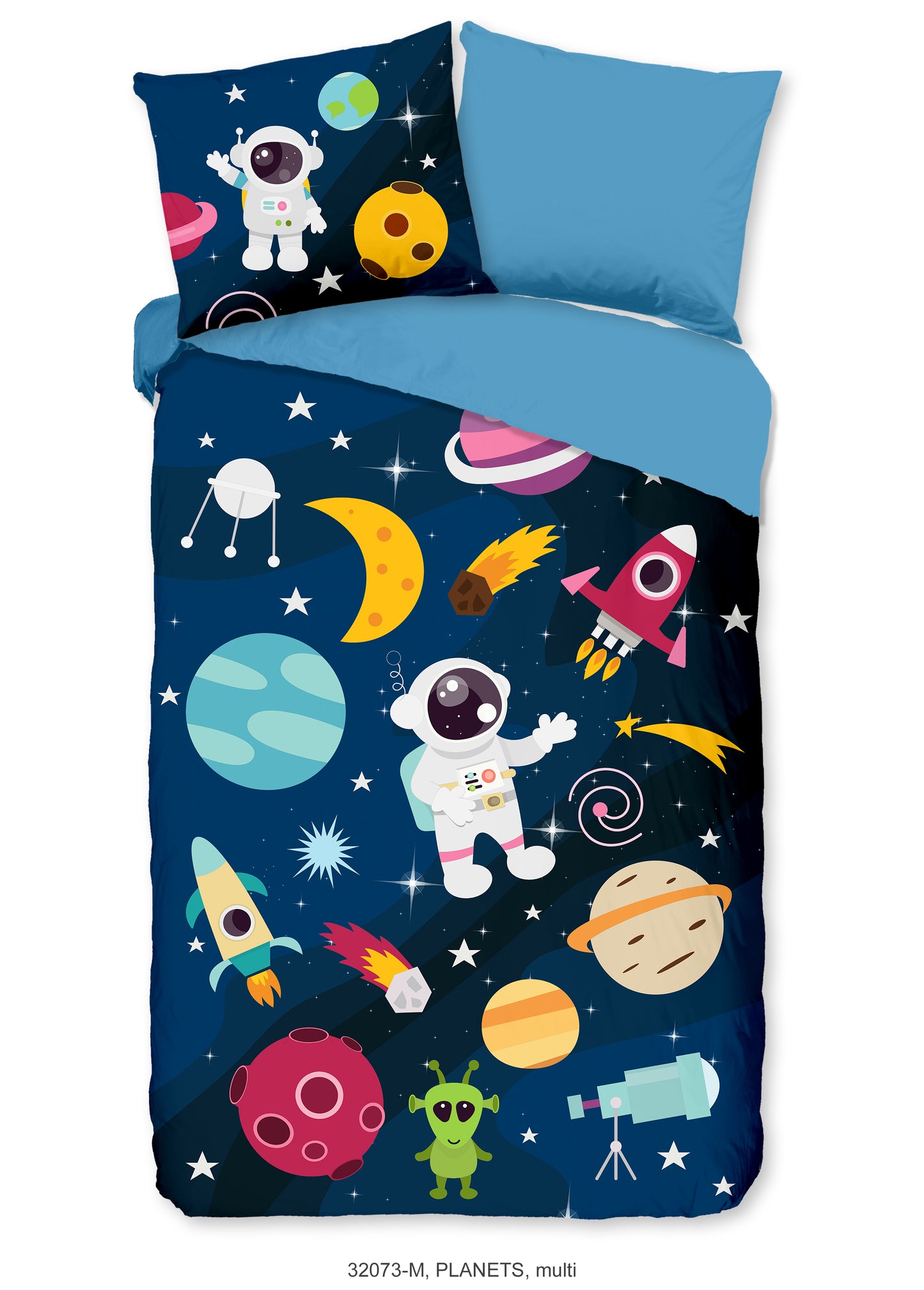 Kinderdekbedovertrek Pure microvezel Planets - 1 persoons 140Ã—200/220 cm