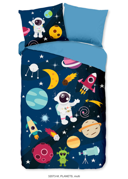 Kinderdekbedovertrek Pure microvezel Planets - 1 persoons 140Ã—200/220 cm