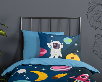 Kinderdekbedovertrek Pure microvezel Planets - 1 persoons 140Ã—200/220 cm